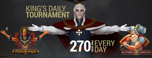 270 MEGA SPINS FOR GRABS IN KING BILLY CASINO’S DAILY TOURNAMENTS